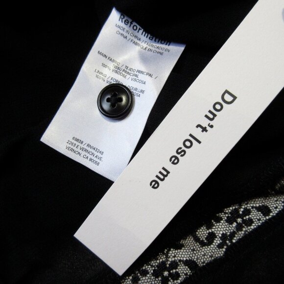 NWT NWT Reformation Woodson in Black Lace Trim Midi Button Down Shirt Dress 12 - Picture 6 of 10